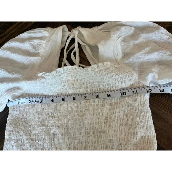 Peasant CottageCore Pirate Top Women Small Festival Sheer Smocked Cowgirl Boho - Picture 4 of 7